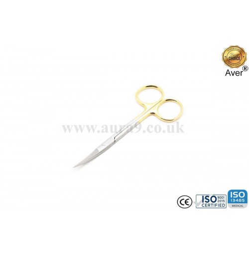 Stainless Steel Scissors Tungsten Carbide Tip, Iris Curved 12 CM 